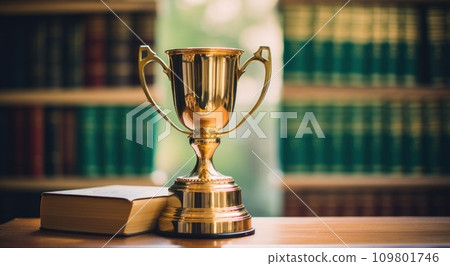 image of cup sitting atop books on a table 109801746