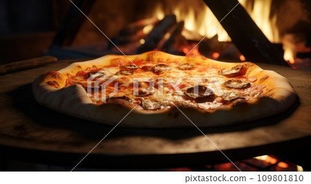 italian homemade pizza pie in an oven italian homemade pizza pie in an oven 109801810