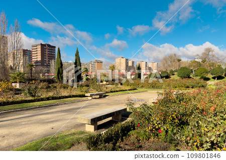 The gardens of La Rosaleda in the city of Valladolid, Spain 109801846