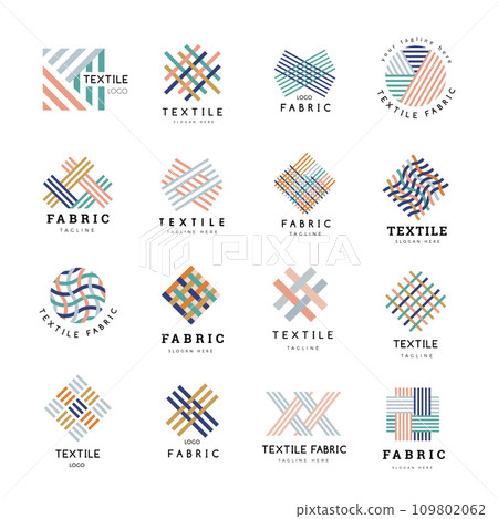 Sewing industry logo. Embroidery workshop badges collection recent vector illustrations set 109802062