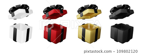 Set of Realistic gifts boxes isolated on white background. Festive decorative 3d render object Realistic vector decor Set of Realistic gifts boxes isolated on white background. Festive decorative 3d render object Realistic vector decor 109802120