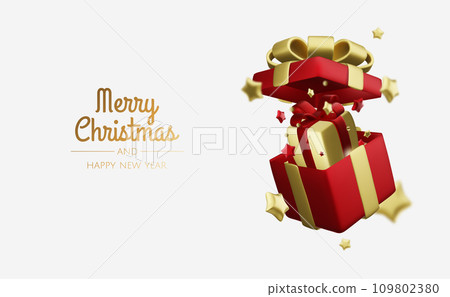 Christmas and New Year background. Xmas background with Christmas tree, gifts, balls, snowflakes. Greeting card, banner, poster 109802380