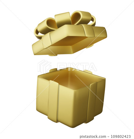 Open gold gift box surprise illustration Open gold gift box surprise illustration 109802423