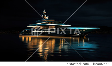 super yacht at night by the sea 109802542