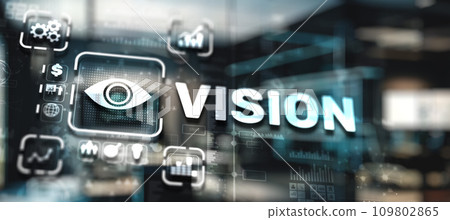Vision Icon on virtual screen. Business vision presentation 109802865