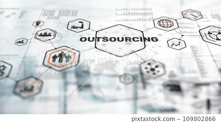 Outsourcing. Recruitment business strategy concept. Internet and modern technology Outsourcing. Recruitment business strategy concept. Internet and modern technology 109802866