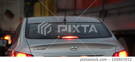Hyunday Accent on city road. car produced by the South Korean company Hyunday Accent on city road. car produced by the South Korean company 109803052