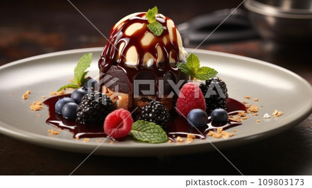 the best dark chocolate mousse, with berries and fruit the best dark chocolate mousse, with berries and fruit 109803173