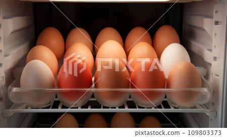 several eggs are placed in the refrigerator several eggs are placed in the refrigerator 109803373