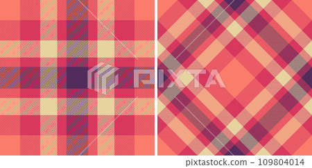 Seamless check textile of plaid texture vector with a tartan fabric pattern background. 109804014
