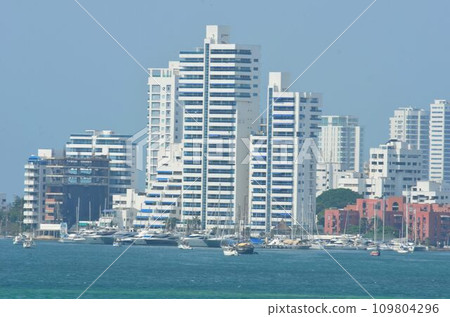 The new town of Cartagena, the beautiful ancient capital of Colombia in South America 109804296