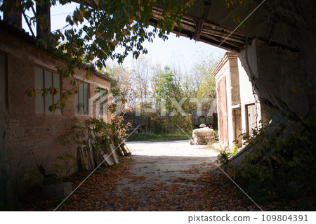 Abandoned industrial dilapidated buildings. Old mine. Abandoned industrial dilapidated buildings. Old mine. 109804391