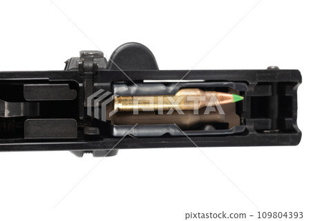 disassembled assault rifle. cartridge in the receiver 109804393