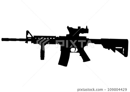 M4 Carbine with optic sight black silhouette M4 Carbine with optic sight black silhouette 109804429