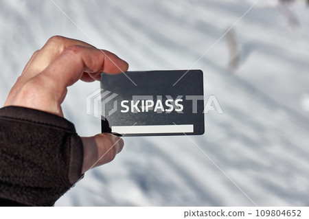 Ski pass in winter mountains 109804652