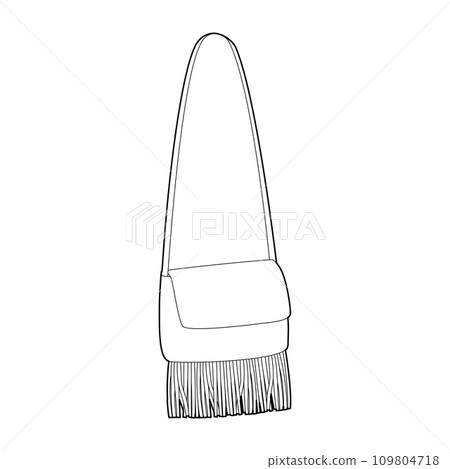 Medicine bag Saddle silhouette crossbody with tassels fringe. Fashion accessory technical illustration. Vector satchel  109804718