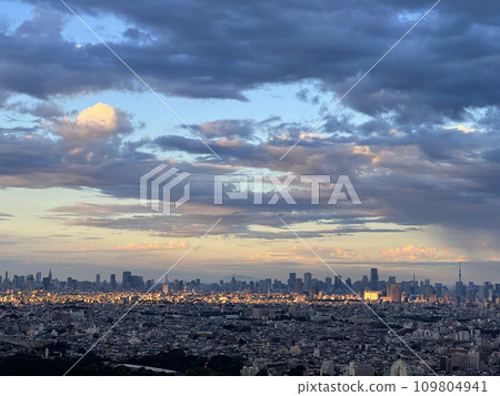 View from Musashikosugi Tower Apartment towards Tokyo 109804941