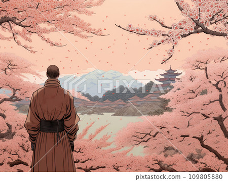 Cherry blossom viewing illustration 109805880