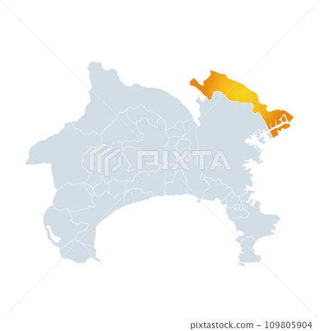 Kawasaki city and Kanagawa prefecture map 109805904
