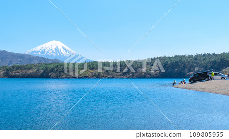 Mt. Fuji (from Lake Saiko in spring) 109805955