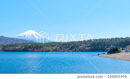 Mt. Fuji (from Lake Saiko in spring) 109805956
