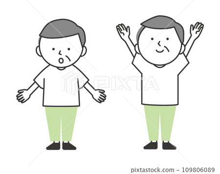 做體操和深呼吸的老人 做體操和深呼吸的老人 109806089