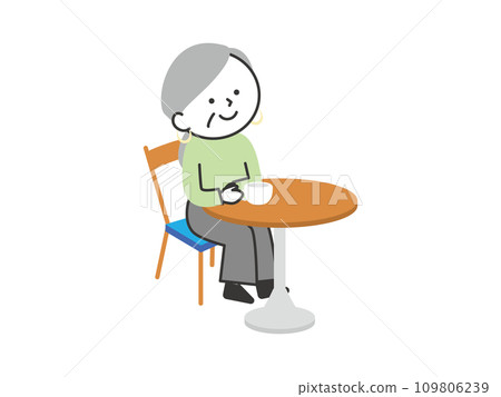 Senior woman relaxing while drinking coffee at a cafe Senior woman relaxing while drinking coffee at a cafe 109806239