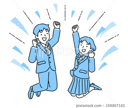 Jumping men and women student decoration Jumping men and women student decoration 109807182
