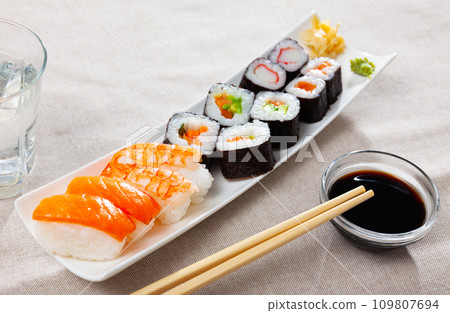Assorted sushi maki and nigiri 109807694