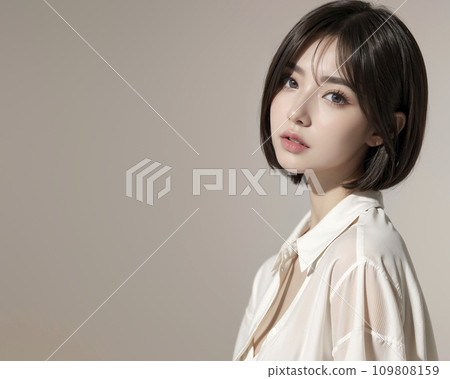 一位留著黑色短髮的日本女性肖像（AI 生成圖像） 109808159