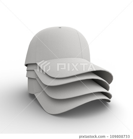 Caps Stack on White Background for Mockup. 3D Illustration. File with Clipping Path. Caps Stack on White Background for Mockup. 3D Illustration. File with Clipping Path. 109808733