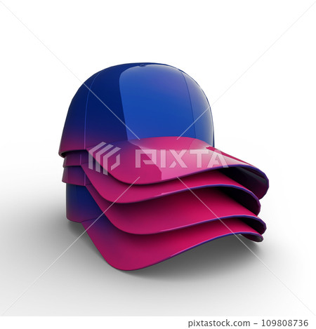 Caps Stack on White Background for Mockup. 3D Illustration. File with Clipping Path. 109808736