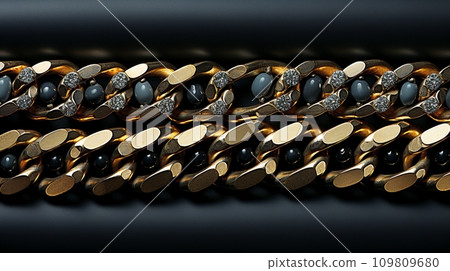 豪華黑色和 24k 金鍊圖案背景 豪華黑色和 24k 金鍊圖案背景 109809680