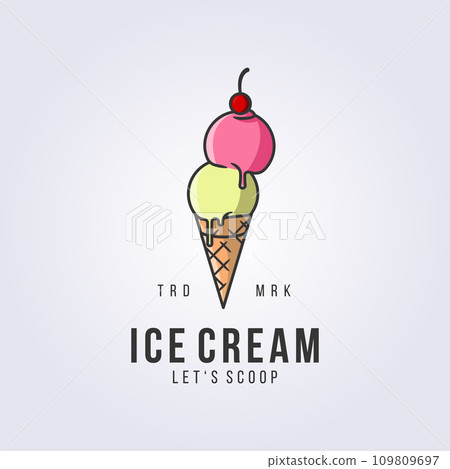 logo of ice cream with cherry, vector illustration outline design 109809697
