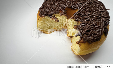 Delicious doughnut, sweet chocolate donut on white background freshly made donut Delicious doughnut, sweet chocolate donut on white background freshly made donut 109810467