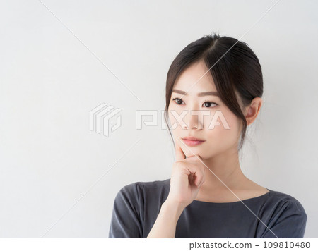 Thinking young woman Generative AI 109810480