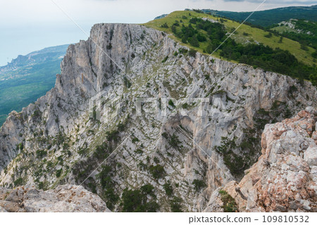 A high sheer cliff, beautiful blue sea and sky. A high sheer cliff, beautiful blue sea and sky. 109810532