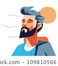 Top body of a man doing breath exhale,fresh air concept flat vector illustration 109810566