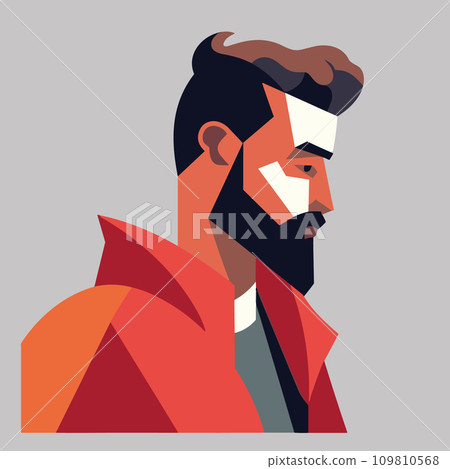 Men beard face side view vector illustration 109810568