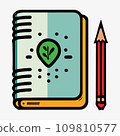 Lesson pencil notebook icon. Flat illustration of lesson pencil notebook vector icon. 109810577