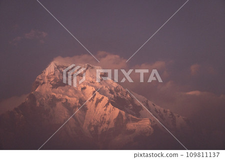 annapurna south located in Annapurna mountain range in Nepal during afterglow 109811137