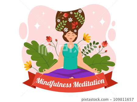 Mindfulness Meditation Vector Illustration of Person with Closed Eyes and Crossed Legs and Relaxation in Yoga Lotus Posture Flat Background Mindfulness Meditation Vector Illustration of Person with Closed Eyes and Crossed Legs and Relaxation in Yoga Lotus Posture Flat Background 109811657