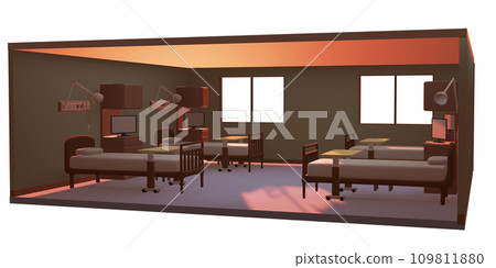 Large room in the hospital in the evening, isometric 109811880