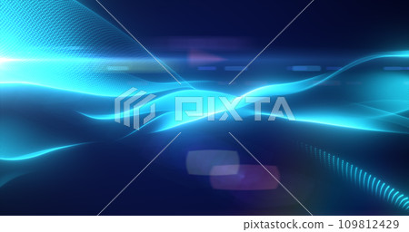 Blue glowing magic waves from energy particles abstract background Blue glowing magic waves from energy particles abstract background 109812429