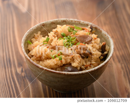 Mushrooms and chicken cooked rice Mushrooms and chicken cooked rice 109812709
