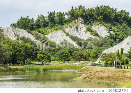 Badlands Geological landscape of Tianliao Moon World Scenic Area in Kaohsiung, Taiwan. it's famous for its similarity to the landscape of the Moon's surface. Badlands Geological landscape of Tianliao Moon World Scenic Area in Kaohsiung, Taiwan. it's famous for its similarity to the landscape of the Moon's surface. 109812794