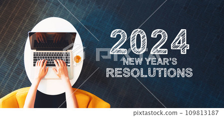 2024 New Years Resolutions with person using a laptop 109813187