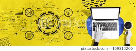 Marketing Strategy concept with person using a laptop Marketing Strategy concept with person using a laptop 109813200