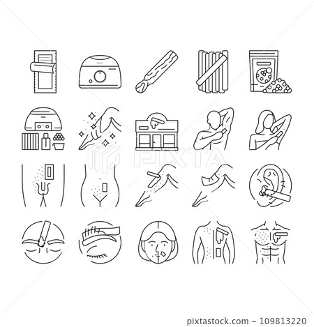 wax hair salon depilation icons set vector 109813220