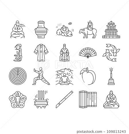 taoism yang yin ying chinese icons set vector taoism yang yin ying chinese icons set vector 109813243